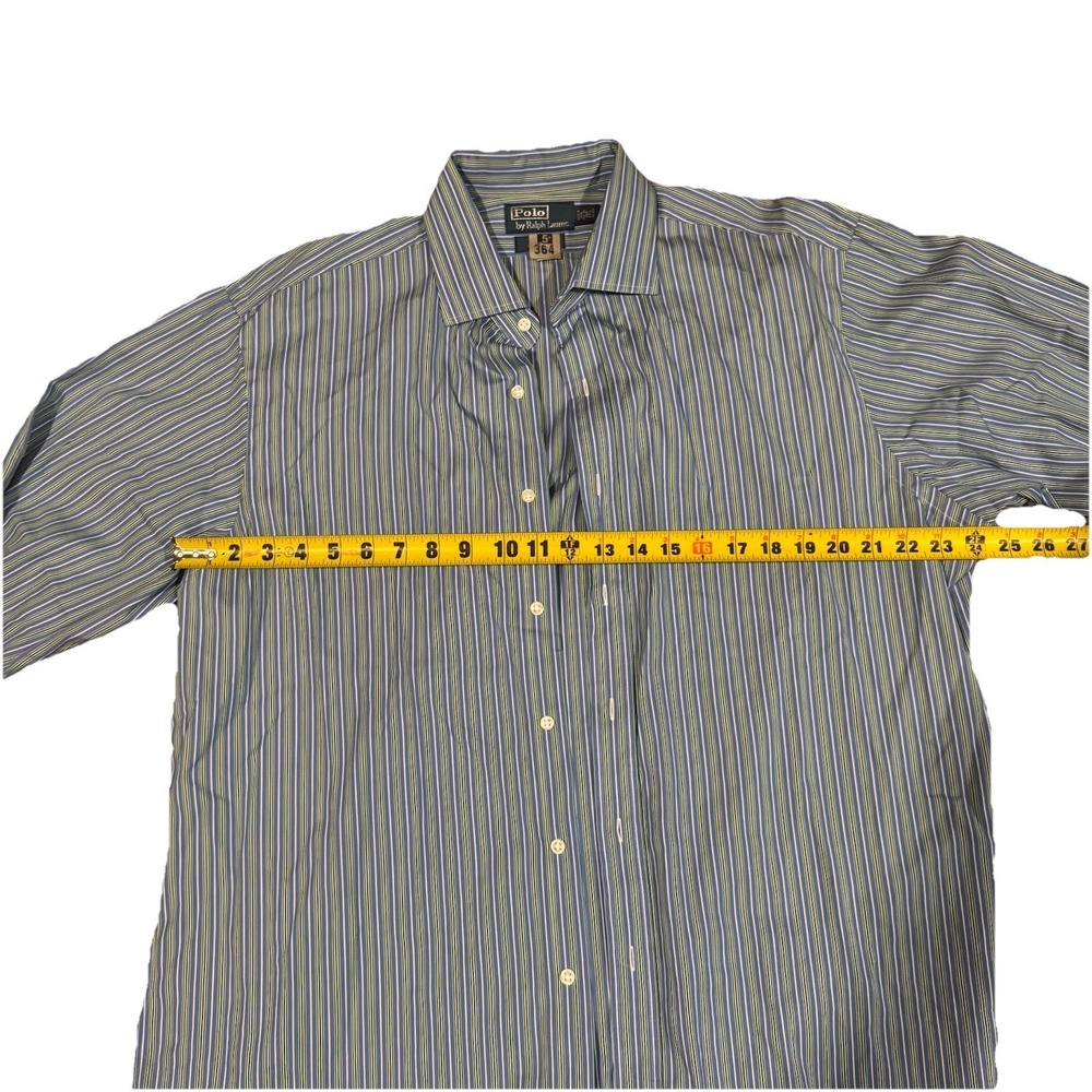 Polo Ralph Lauren Button Up Shirt Stripe 17.5 - 36/37 Summer Colors Green Blue - Picture 9 of 9